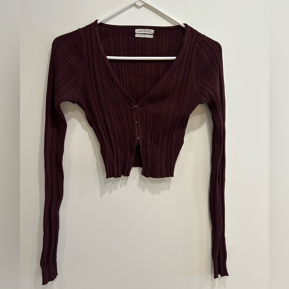 Urban Outfitters Burgundy Ribbed Crop Top
